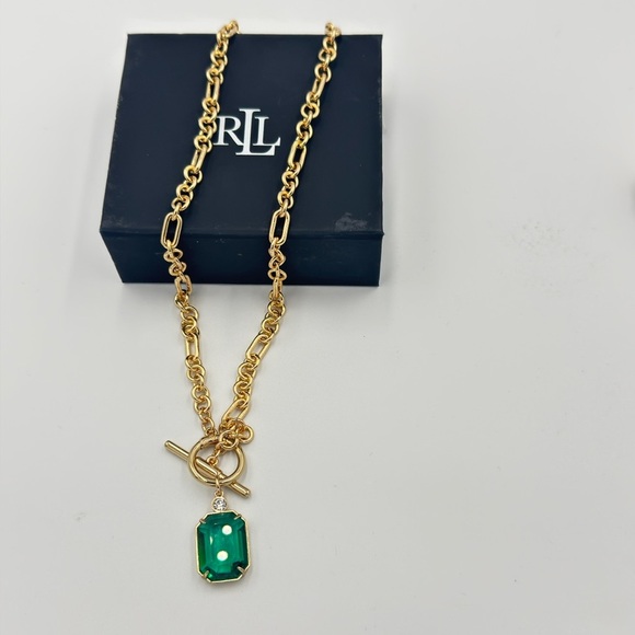 Lauren Ralph Lauren Gold-Tone Crystal & Stone 17" Pendant Necklace - GREEN - Picture 8 of 8